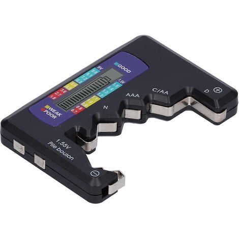 Universeller Batterietester für den Haushalt, Kapazitätsprüfer für DC AA AAA N 9V Knopfzellen, Schwarz