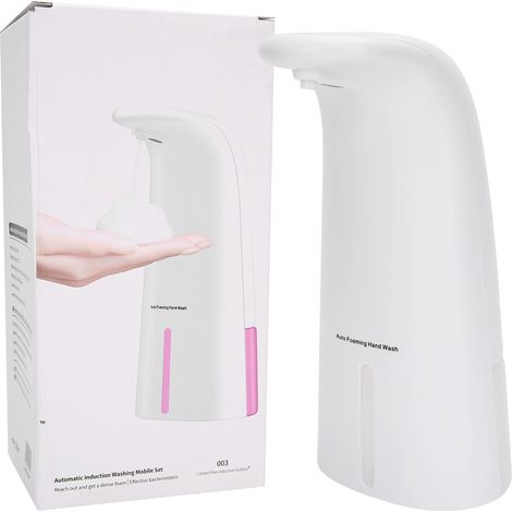 Distributeur de savon intelligent automatique à mousse, capteur infrarouge sans contact, pile incluse, pour lavage des mains domestique. (1/5)