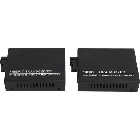 Convertisseur de média Ethernet monomode à fibre unique, portée de 20 km, dédié à la surveillance de sécurité, 100-240 V, prise standard européenne. (1/5)