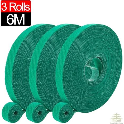 (3 rouleaux (6 m) x 2 m) de liens en nylon pour plantes, avec crochets et boucles, réglables et réutilisables, pour accessoires de jardinage (1/4)