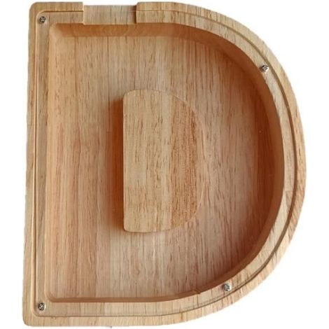 Tirelire en Bois Alphabet Monnaie Coin Box Decoration Bureau Cadeau pour Enfans D - TYPE 4