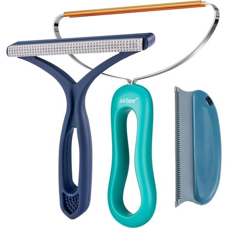 Lot de 3 brosses anti-poils, brosse anti-peluches pour chiens et chats, brosse professionnelle anti-peluches, outil anti-poils, grattoir à tapis portable, brosse anti-peluches pour voiture (1/5)