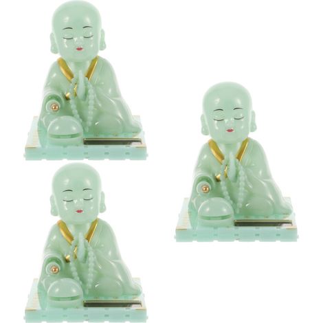 3Pièces Statue Solaire Mini Vert Décor Intérieur (1/2)