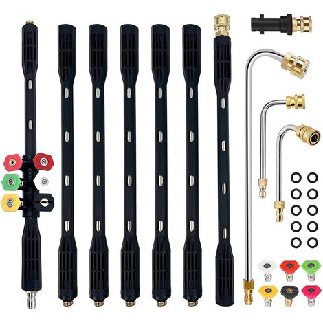 High Pressure Washer Lance, 10 Pack Pressure Washer Accessory 4000 PSI with 5 Quick Connect Nozzle Tips 1/4 Inch Telescopic Sprayer Sprayer Roof (1/5)