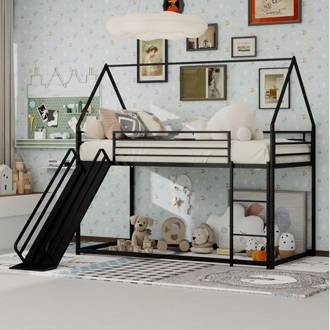 struttura letto posto letto 90x190 con scivolo nero HAVRYA (1/5)
