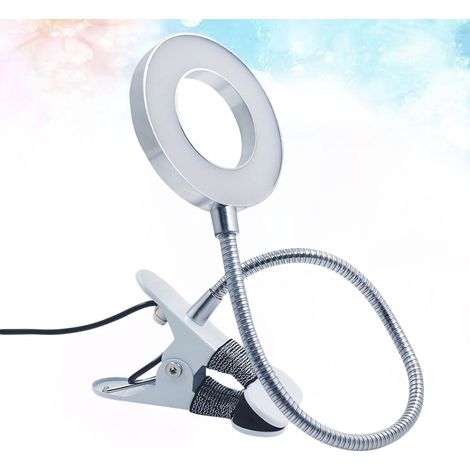 Lampe De Lecture Rechargeable Sur Batterie - Clip Pour Bureau Table Etagere - Acier Inoxydable Fer - 7 W - 2 Modes De Lumière - 1 Pièce (1/5)