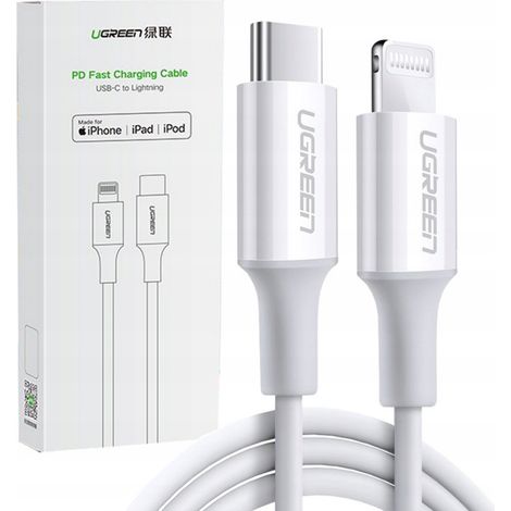 USB-C-auf-Lightning-Kabel ugreen US171, 3A, 0,25m (weiß) (1/5)