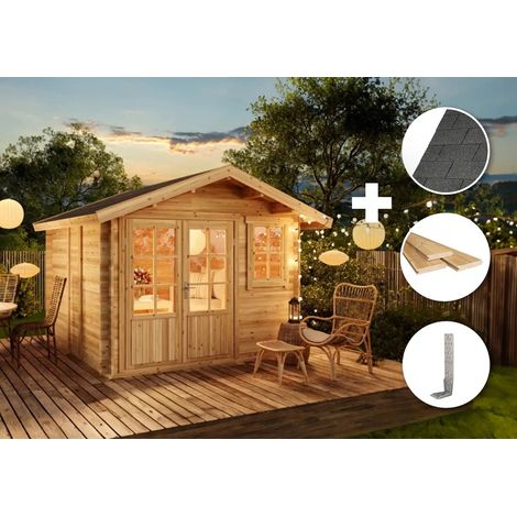 Alpholz ECO Set - Gartenhaus Palermo Gartenhaus aus Holz, Holzhaus mit 28 mm Wandstärke Blockbohlenhaus (1/4)