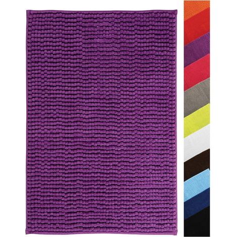 1 Tapis De Bain Microfibre Chenille 60x60 Cm Antidérapant Lavable Machine Violet Salle De Bain (1/5)