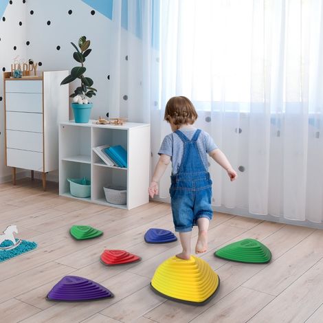 Lot de 6 galets antidérapants empilables multicolores pour intérieur et extérieur