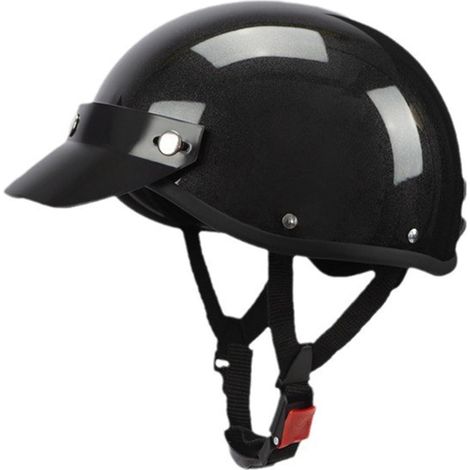 Casque Jet Moto - 1 Pièce - ABS Vintage - Homologué ECE DOT - Scooter Cyclomoteur - Noir 55-60cm (1/5)