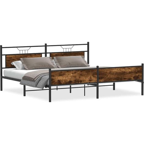Maison Exclusive - Metallbett ohne Matratze Räuchereiche 200x200