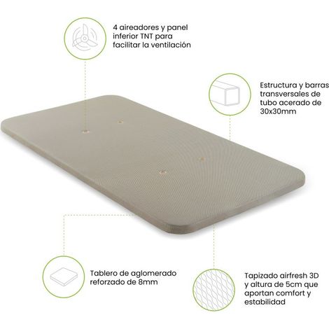 Base tapizada Air 3D Beige 90x190