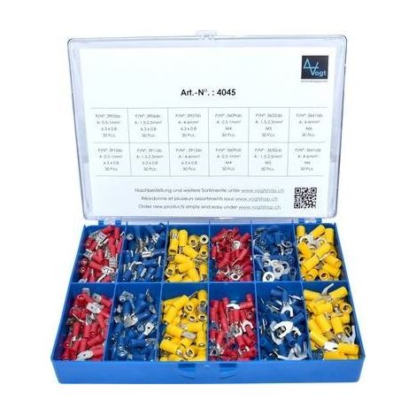 Vogt Verbindungstechnik 4045 Assortimento di capicorda a compressione 0.50 mm² 6 mm² Rosso, Blu, Giallo 520 pz. (1/2)
