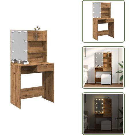 Coiffeuse avec LED chêne artisanal 74,5x40x141 cm - Coiffeuse - Coiffeuses - Table De Maquillage - Coiffeuse De Maquillage (1/5)