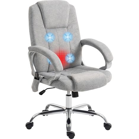 Bürostuhl mit Massage- und Heizfunktion, ergonomischer Bürostuhl, höhen- und armlehnenverstellbar, Grau (1/5)