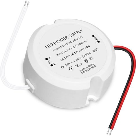 Transformateur 220V 12V, LED Driver 30W 2.5A, Alimentation 12V, Transfo ACàDC Transformateur 12V, LED Driver de Tension Constante, Convertisseur 220V 12V, Basse Tension Transfo pour MR11 MR16 G4 G5.3 (1/5)