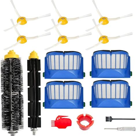 FOREHILL Pièces de Rechange pour iRobot Room ba série 600 (675, 694, 692, 614, 670, 677, 671, 691, 676, 639, 679, 615) u2013 1 Brosse à Poils, 6 brosses latérales, 4 filtres (1/5)