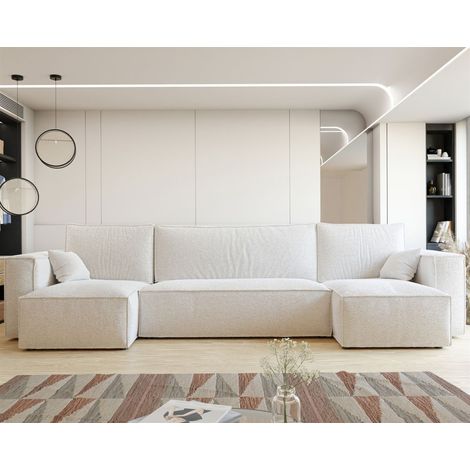 Wohnlandschaft Sofa mit Schlaffunktion ADARA in Stoff Centaur Creme