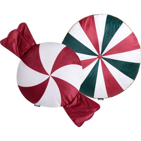 Set di 2 cuscini in tessuto e velluto Motivo natalizio 40 x 40 cm 55 x 55 cm Multicolore Twirl Treats