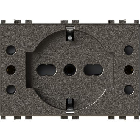 Modulo presa schuko e 2 prese 10A, serie P, metal, 16A, compatibile con serie Vimar Arkè - 4Box P503 4BP503.V19M (1/4)