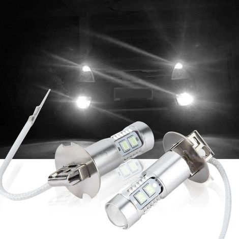 2 pièces Ampoules de phares à DEL. H3 LED ampoules de phare. ampoule de jour 100W 1200LM 8000K voiture phares LED ampoules Kit antibrouillard feux diurnes ampoule (1/4)
