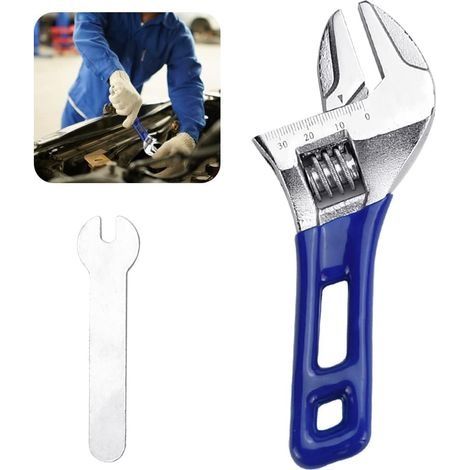 Clé à molette 6" Clé à tube Clé à fourche réglable Clé à une extrémité en acier au carbone avec outil à poignée courte en caoutchouc pour un service rapide (largeur : 40 mm) (1/4)