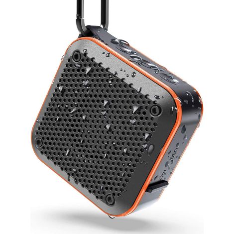 Enceinte Bluetooth portable sans fil étanche IPX7, radio FM, stéréo TWS, compatible TF/SD/AUX, mini enceinte d'extérieur avec crochet métallique pour salle de bain, vélo, bateau, vacances