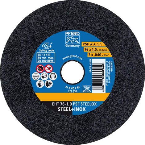 PFERD TOOLS PSF STEELOX 69198287 Disco di taglio dritto 76 mm 10 pz. Acciaio inox, Acciaio (1/5)