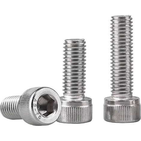 Vis à tête cylindrique creuse moletées longues en acier inoxydable avec filetage fin – M3 M4 M5 M6 (1/5)