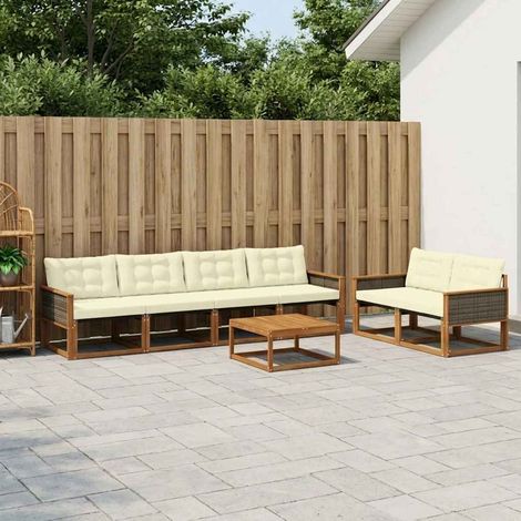 vidaXL Outdoor-Sofagarnitur mit Kissen 7 pcs Natur und Creme (1/5)