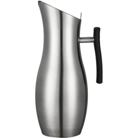 Large Capacity Stainless Steel Water Pitcher with Handle, Ergonomic Design, Stainless Steel Water Carafe for Restaurants and Bars, Silver (1/5)