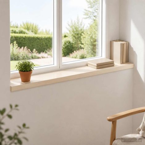 vidaXL Window Sills 2 pcs White 90 x 20 x 2 cm Solid Oak Wood (1/5)