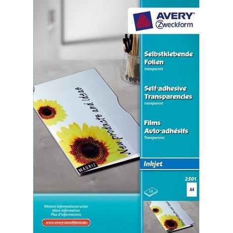 Films adhesivos transparentes Avery Zweckform A4 50 hojas