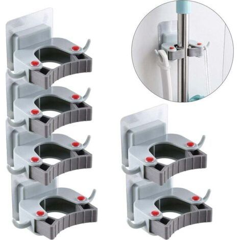 QORVA-Porte Balai Adhesive Balai Crochet Mur Monté Mop et Suppor Pour Placard Rateaux Jardin Rangement De Garage 6 pièces-Fei Yu