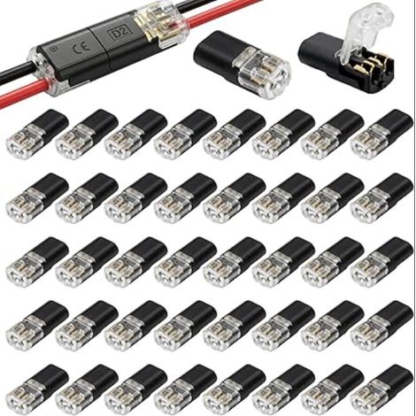 Connecteur Rapide Electrique, 12V Connecteur Etanche avec 2 Broches, Connecteur Electrique Automobile Auto LED Maison Extérieur (1/5)