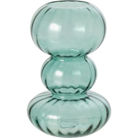 Vase Bulle en Verre "Rosalie" 27cm Bleu Pétrole (1/4)