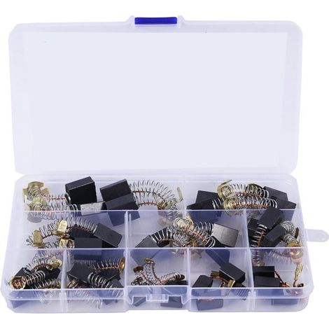 40 spazzole di carbone per motori elettrici in 10 misure per utensili elettrici e ricambi per utensili. (1/5)