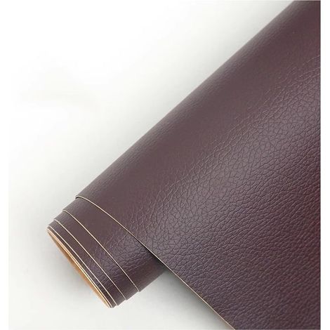 Simili Cuir Autocollant Patch De Réparation Auto-adhésif Pour Cuir, Kit De Patchs De Réparation En Vinyle Similicuir Grainé Pour Canapés, Sièges Auto Et Meubles(Dark Brown,50x137cm) (1/5)