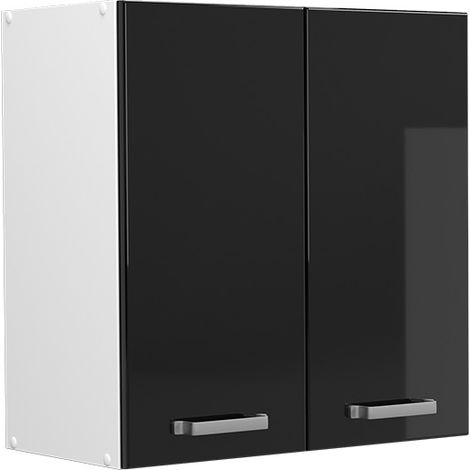 Mueble alto universal R-Line, Negro brillo intenso, 60 cm con puertas, Vicco (1/5)