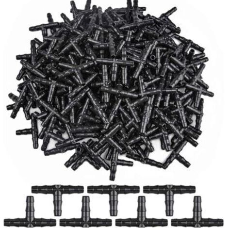 100 pièces Micro-Buses et Connecteurs d'Irrigation pour Système Goutte à Goutte - Té 4/7 mm en PP (35 x 14 x 3 mm) (1/4)