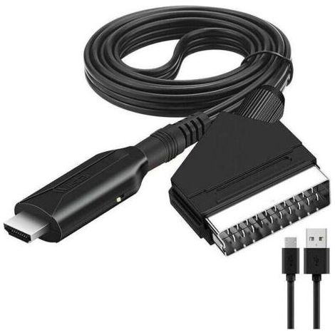 Adaptateur électrique,Câble péritel vers HDMI-Adaptateur péritel vers HDMI-Convertisseur audio vidéo péritel tout en un vers HDMI 1080p/720p (1/4)