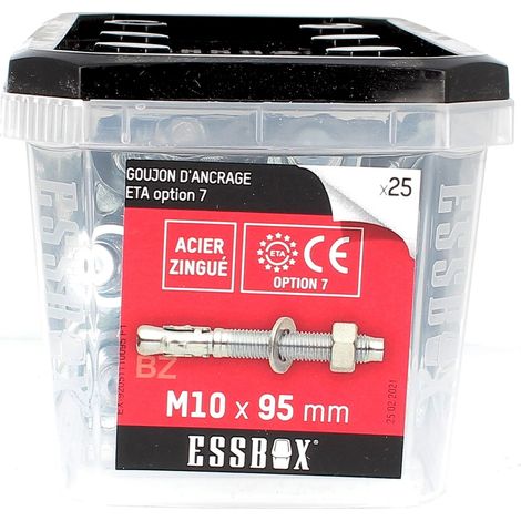 ESSBOX de 25 Goujons D'Ancrage 10X95 Acier (1/2)