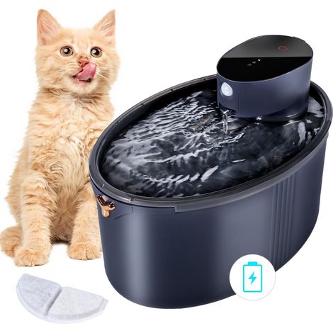 2,5 l Katzenwasserbrunnen – Bewegungsmelder, wiederaufladbarer 4000-mAh-Akku, geräuschlos, schwarz