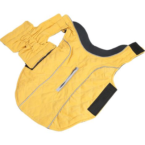 Manteau d'hiver rétro pour chien, épais et chaud, gilet réfléchissant pour chiens moyens et grands, jaune XXXL (1/5)