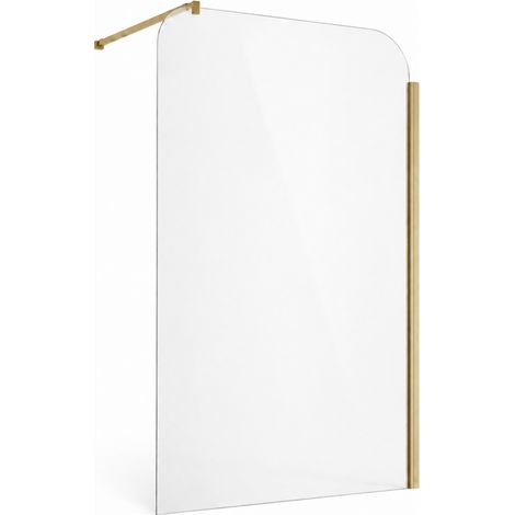 OTITEC Paroi de douche VENECIA 100 x 200 cm doré brossé verre transparent 6 mm (1/4)