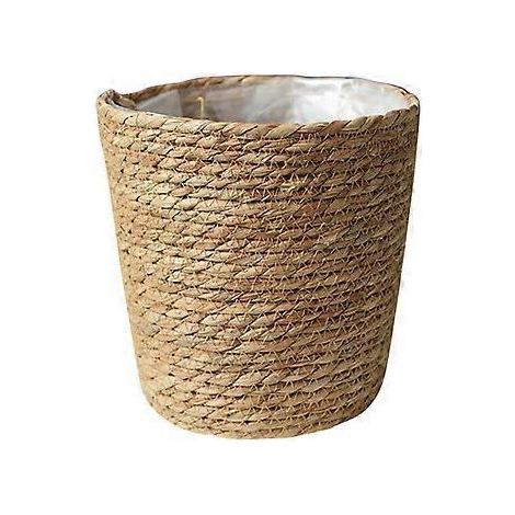 Gewebter Blumenkorb, handgeflochtener Stroh-Pflanztopf, dekorativer Blumentopf für den Innenbereich (1/4)