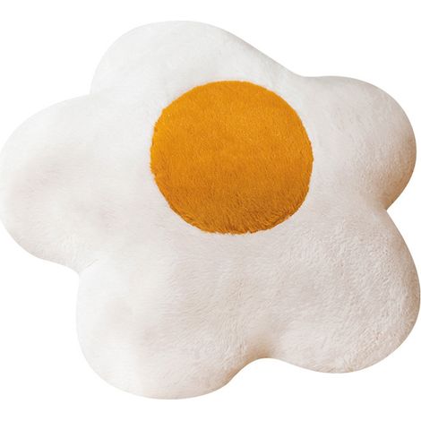 Coussin d'assise en peluche à motif floral - Blanc (1/3)