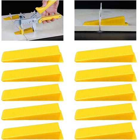 Carrelage Système de Nivellement Cales,Cale Niveleur Entretoises pour Carrelage Carreleur Niveleur Entretoises Clips Coins,100 pièces,Jaune