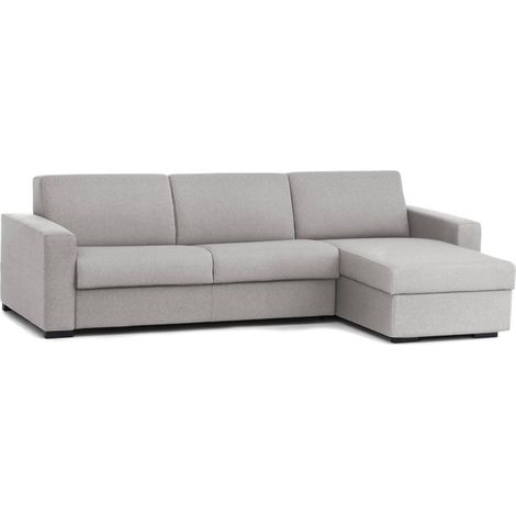 Talamo Italia Schlafsofa Alicya, Ecksofa, 100% Made in Italy, Sofa mit Drehöffnung, mit Wendebehälter Halbinsel, mit Standard-Armlehnen, Cm 280x95h90, Grau